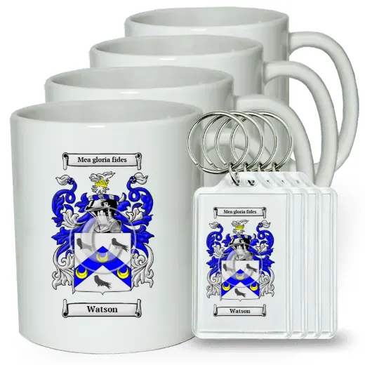 Watson Set of 4 Coffee Mugs and Keychains