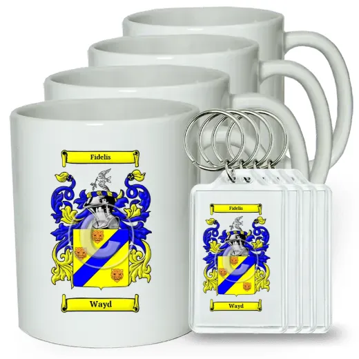Wayd Set of 4 Coffee Mugs and Keychains