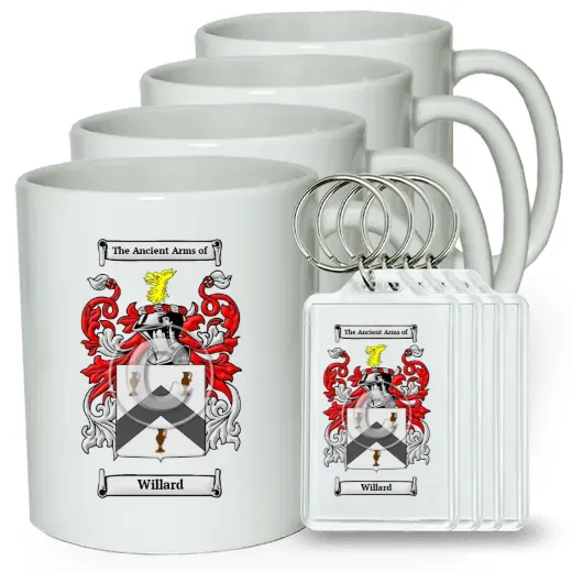 Willard Set of 4 Coffee Mugs and Keychains