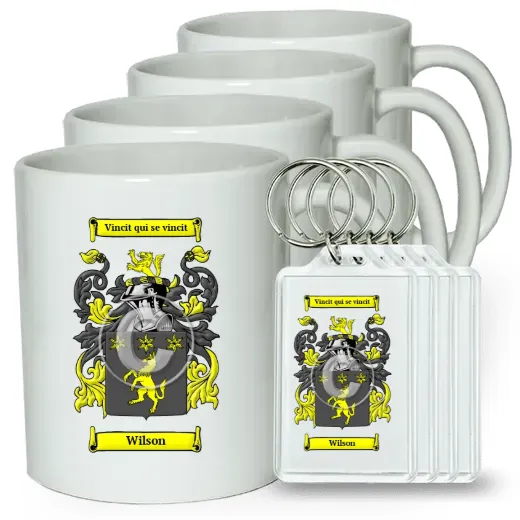 Wilson Set of 4 Coffee Mugs and Keychains