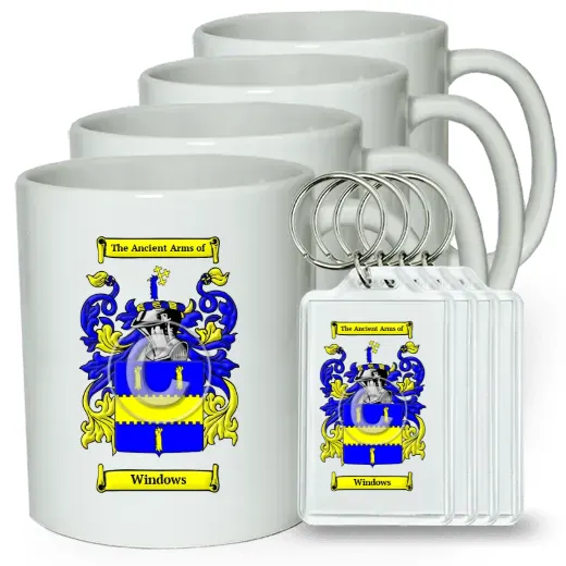 Windows Set of 4 Coffee Mugs and Keychains
