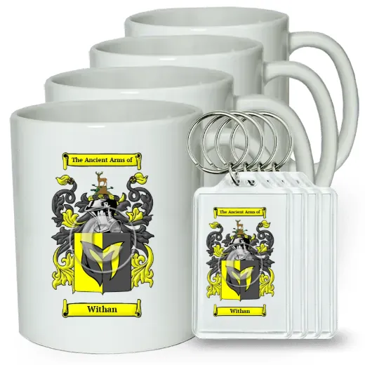 Withan Set of 4 Coffee Mugs and Keychains