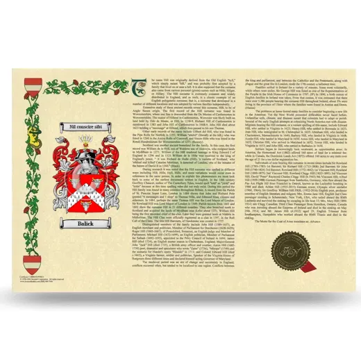Balick Armorial History Landscape Style