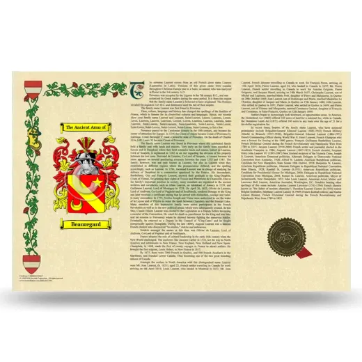 Beauregard Armorial History Landscape Style