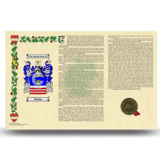 Butzin Armorial History Landscape Style