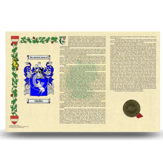 Cheffer Armorial History Landscape Style