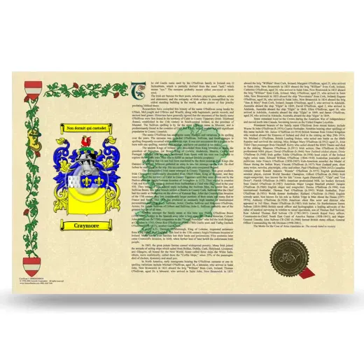 Craymore Armorial History Landscape Style