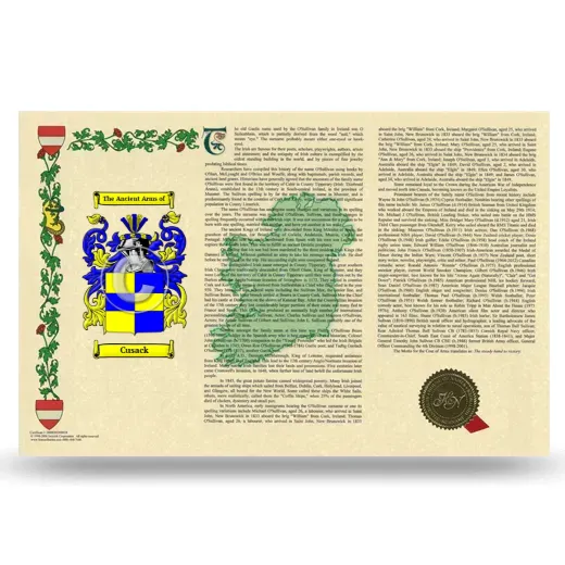 Cusack Armorial History Landscape Style