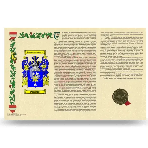 Dahlquist Armorial History Landscape Style