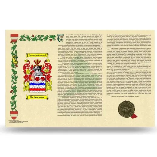 De lancaster Armorial History Landscape Style