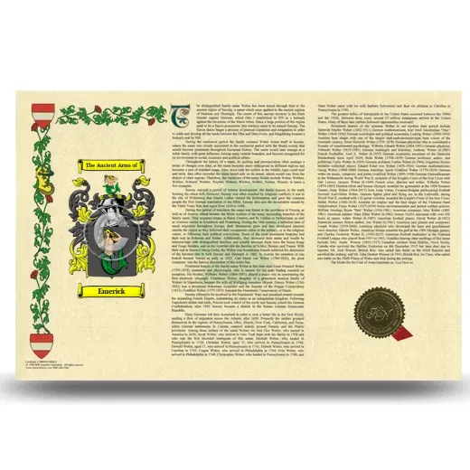 Emerick Armorial History Landscape Style