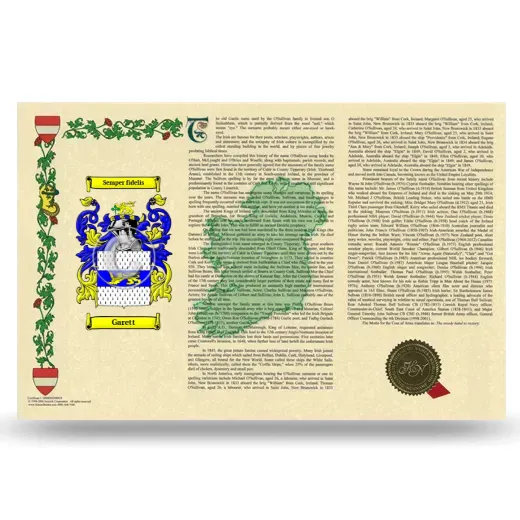 Garett Armorial History Landscape Style