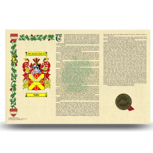 Goler Armorial History Landscape Style