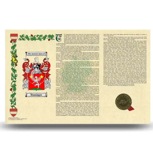 Hunsinger Armorial History Landscape Style