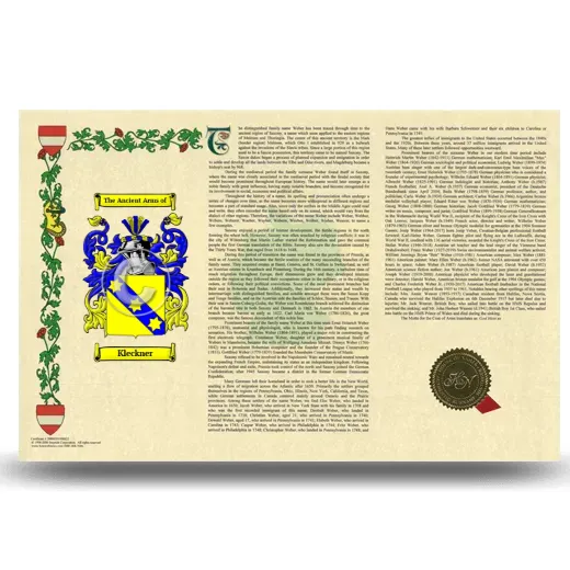 Kleckner Armorial History Landscape Style