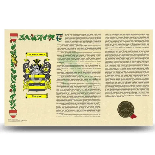 Mangini Armorial History Landscape Style