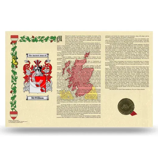 McWilliam Armorial History Landscape Style