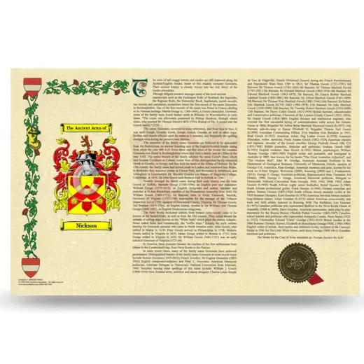 Nickson Armorial History Landscape Style