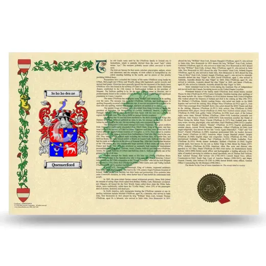 Quemerford Armorial History Landscape Style