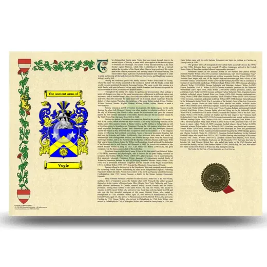 Vogle Armorial History Landscape Style