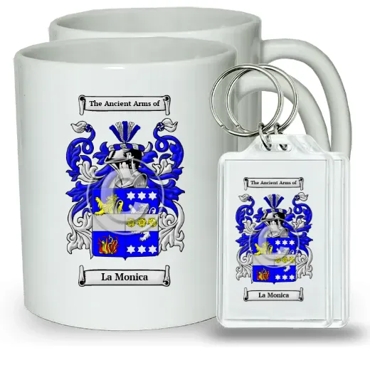 La Monica Pair of Coffee Mugs and Pair of Keychains