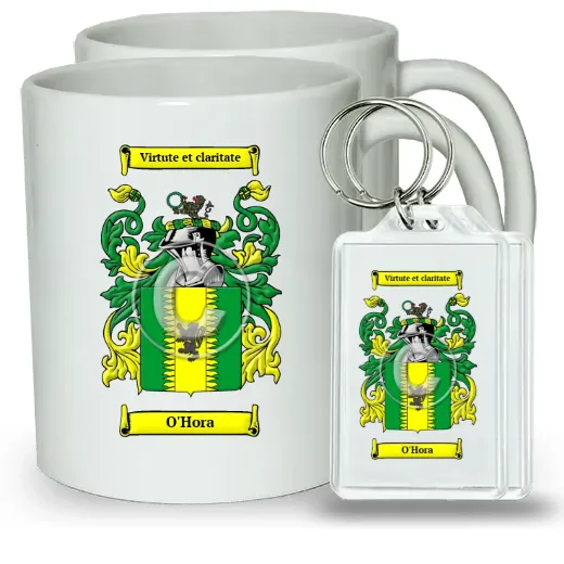 O'Hora Pair of Coffee Mugs and Pair of Keychains