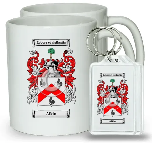 Aikin Pair of Coffee Mugs and Pair of Keychains