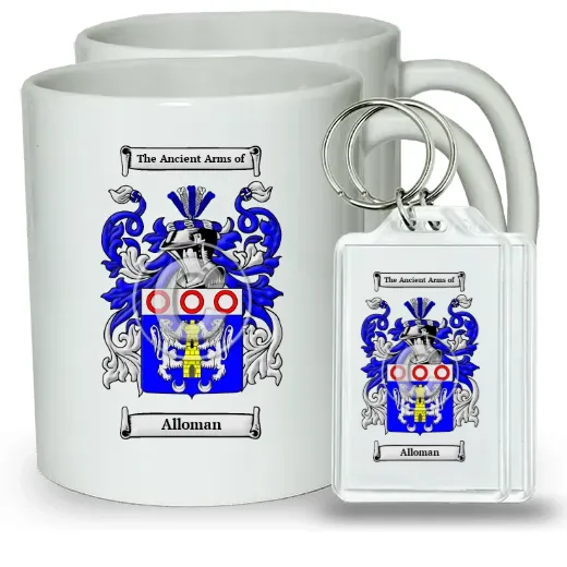 Alloman Pair of Coffee Mugs and Pair of Keychains