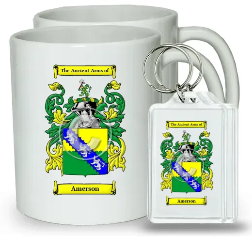Amerson Pair of Coffee Mugs and Pair of Keychains