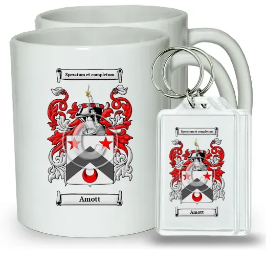 Amott Pair of Coffee Mugs and Pair of Keychains