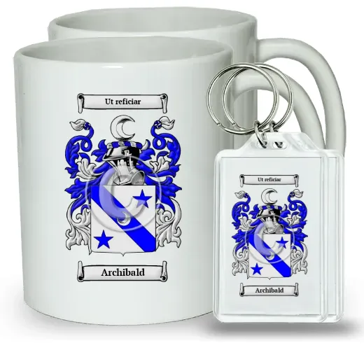 Archibald Pair of Coffee Mugs and Pair of Keychains