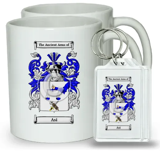 Asi Pair of Coffee Mugs and Pair of Keychains