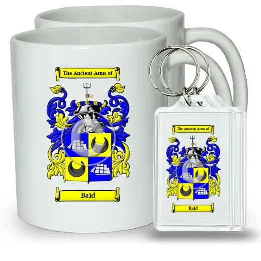 Baid Pair of Coffee Mugs and Pair of Keychains