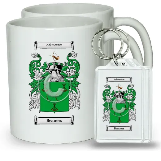 Beauers Pair of Coffee Mugs and Pair of Keychains