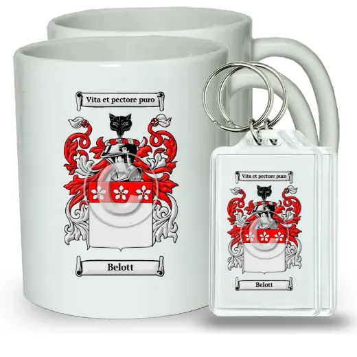 Belott Pair of Coffee Mugs and Pair of Keychains