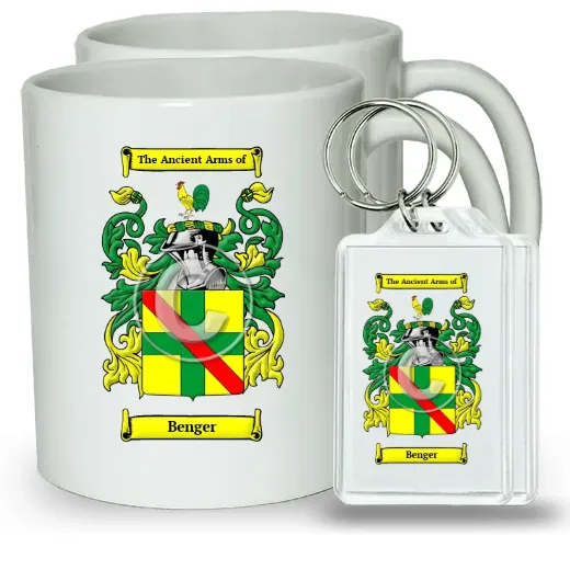 Benger Pair of Coffee Mugs and Pair of Keychains