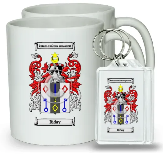 Biday Pair of Coffee Mugs and Pair of Keychains