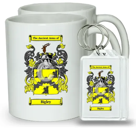 Bigley Pair of Coffee Mugs and Pair of Keychains