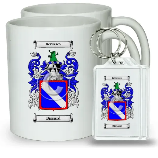 Bissard Pair of Coffee Mugs and Pair of Keychains