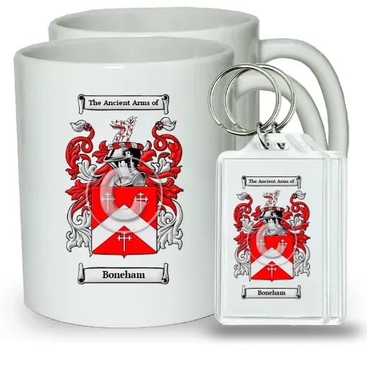 Boneham Pair of Coffee Mugs and Pair of Keychains