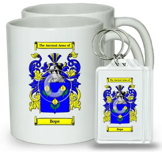 Bope Pair of Coffee Mugs and Pair of Keychains
