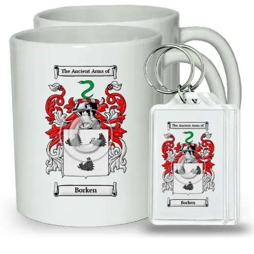 Borken Pair of Coffee Mugs and Pair of Keychains