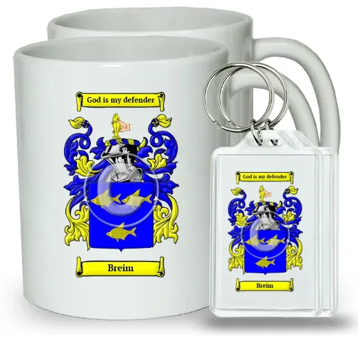 Breim Pair of Coffee Mugs and Pair of Keychains