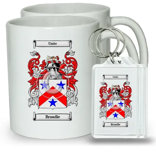 Broadie Pair of Coffee Mugs and Pair of Keychains