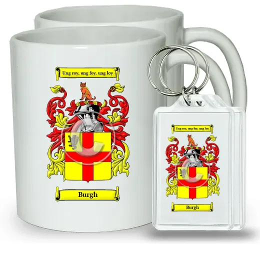 Burgh Pair of Coffee Mugs and Pair of Keychains