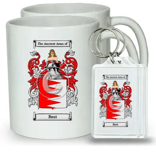 Bust Pair of Coffee Mugs and Pair of Keychains