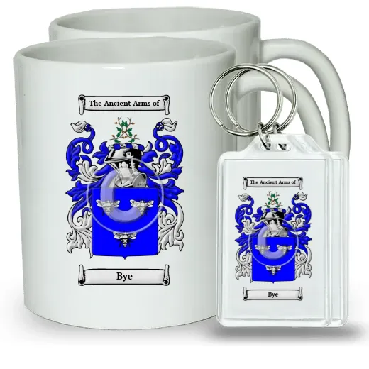 Bye Pair of Coffee Mugs and Pair of Keychains