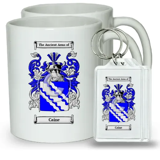 Caine Pair of Coffee Mugs and Pair of Keychains