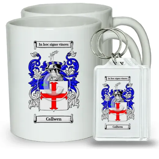 Callwen Pair of Coffee Mugs and Pair of Keychains