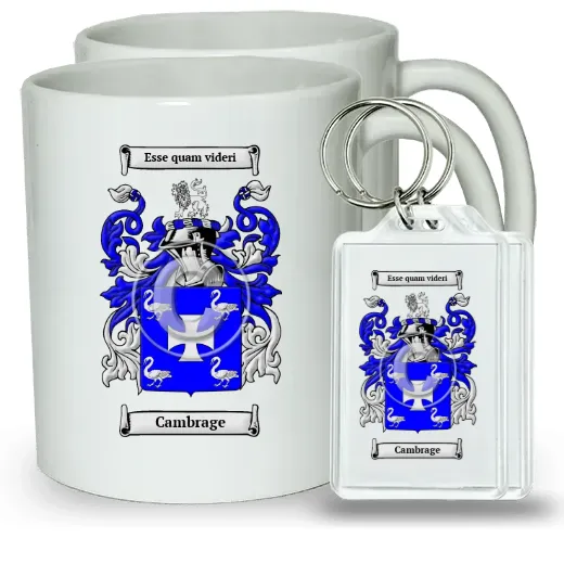 Cambrage Pair of Coffee Mugs and Pair of Keychains